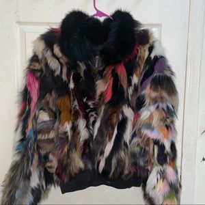 Knowles and Carter rabbit fur coat